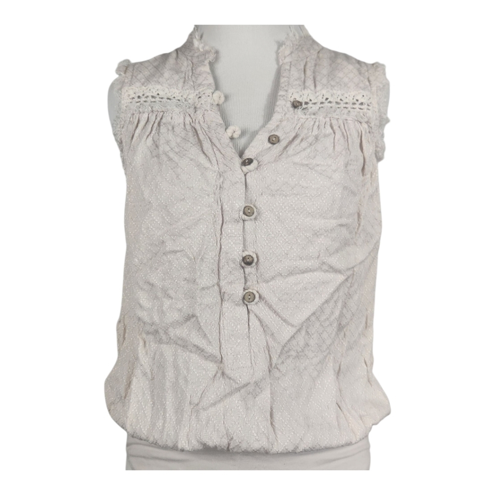 FREE PEOPLE Low Tide Sleeveless Cream Button-Up Bodysuit Size Medium - Picture 4 of 8